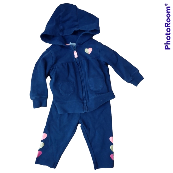 Carter's Other - Carter's Baby Girls Outfit Hoodie Set sz 6 months Hearts